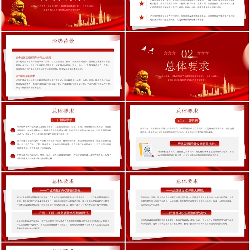 红色简约风质量强国建设纲要PPT模板