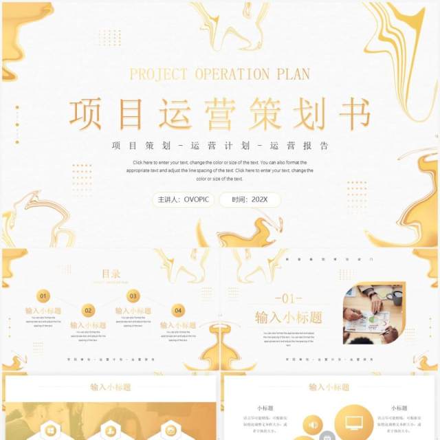 金色创意简约风项目运营策划书PPT通用模板