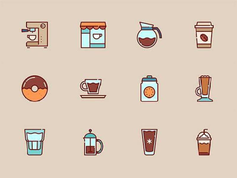 50 枚咖啡店元素图标