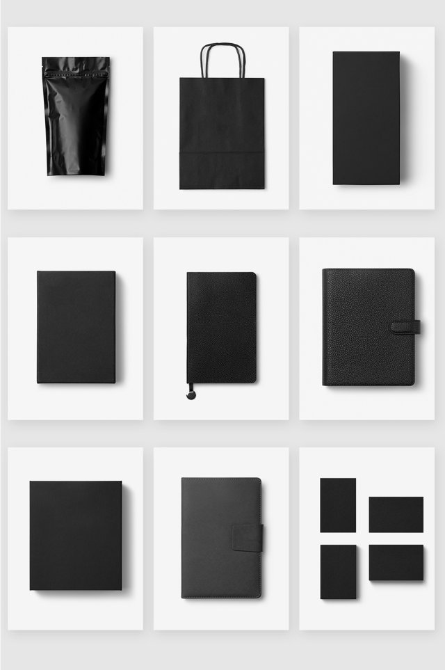 黑色产品包装设计空白模板样机素材