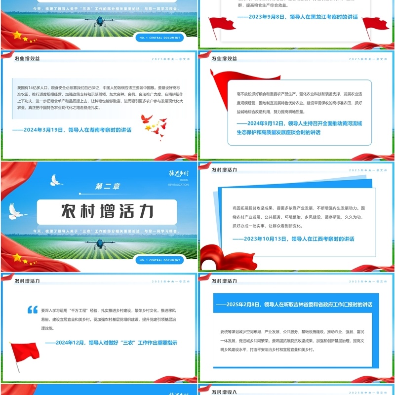 蓝色简约风2025中央一号文件聚焦三农PPT模板
