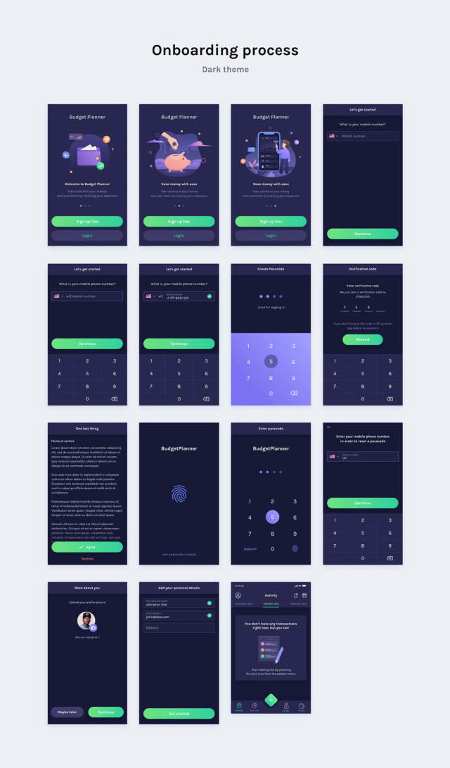 通过跟踪您的费用来查看您的资金来源!BudgetPlanner Mobile UI Kit 通过跟踪您的费用来查看您的资金来源!BudgetPlanner Mobile UI Kit