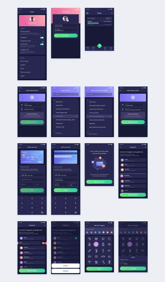 通过跟踪您的费用来查看您的资金来源！BudgetPlanner Mobile UI Kit