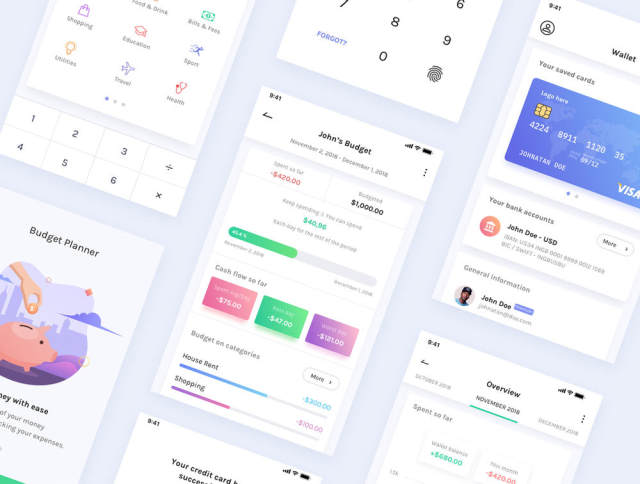 通过跟踪您的费用来查看您的资金来源!BudgetPlanner Mobile UI Kit 通过跟踪您的费用来查看您的资金来源!BudgetPlanner Mobile UI Kit