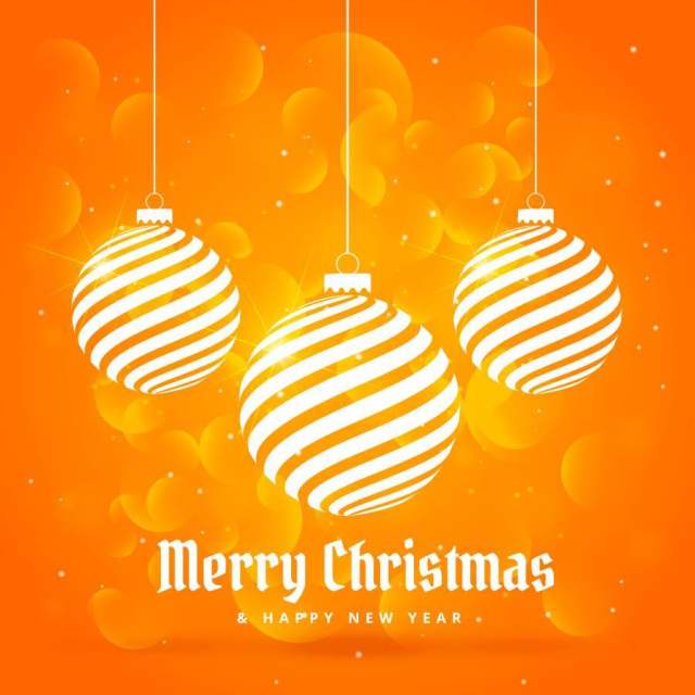 橙色背景与垂悬圣诞球在白色颜色无线