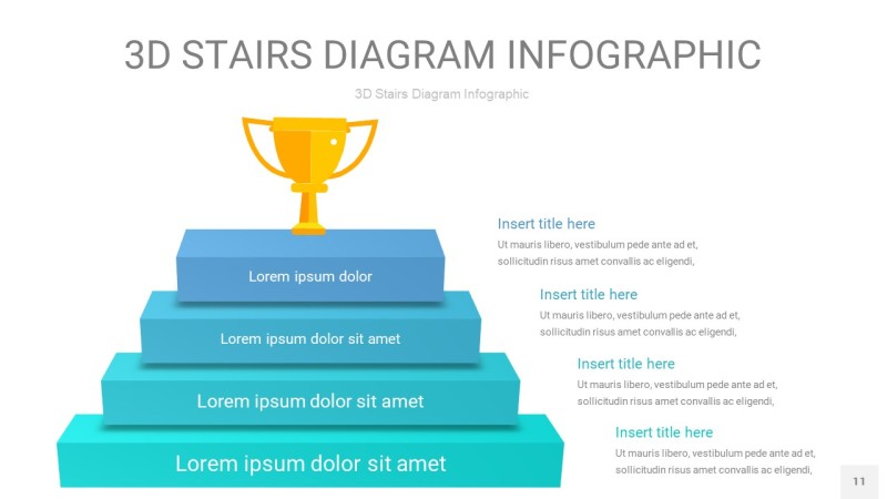青色渐变3D阶梯PPT图表11