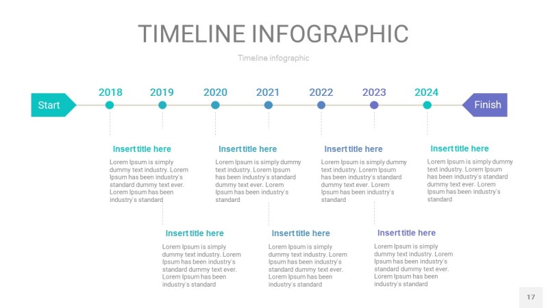 蓝绿色时间轴PPT信息图17