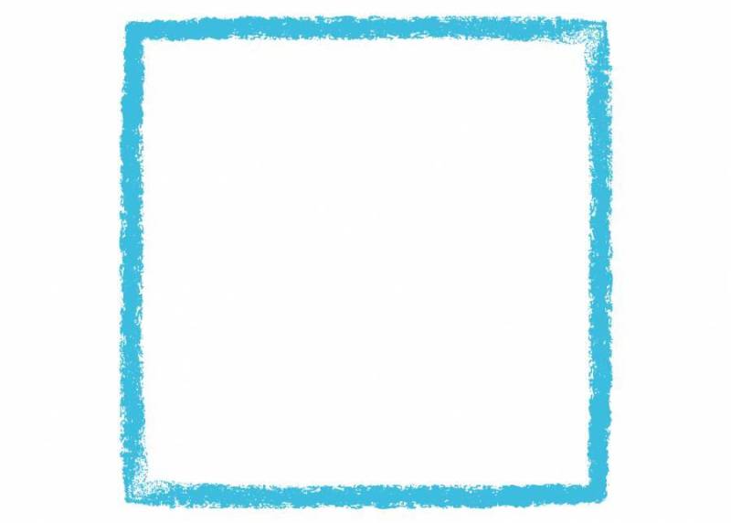 蜡笔触摸方形框架蓝色