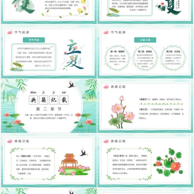 绿色卡通风传统节气之立夏介绍PPT模板