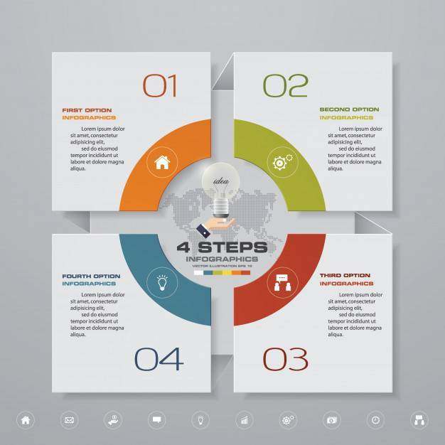 演示文稿的4个步骤infographic元素。 演示文稿的4个步骤infographic元素。