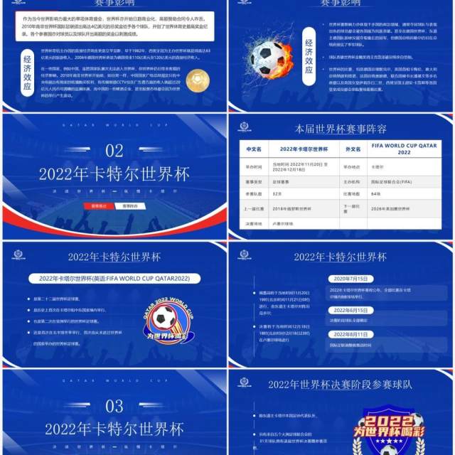 蓝色简约风卡塔尔世界杯介绍PPT模板 蓝色简约风卡塔尔世界杯介绍PPT模板