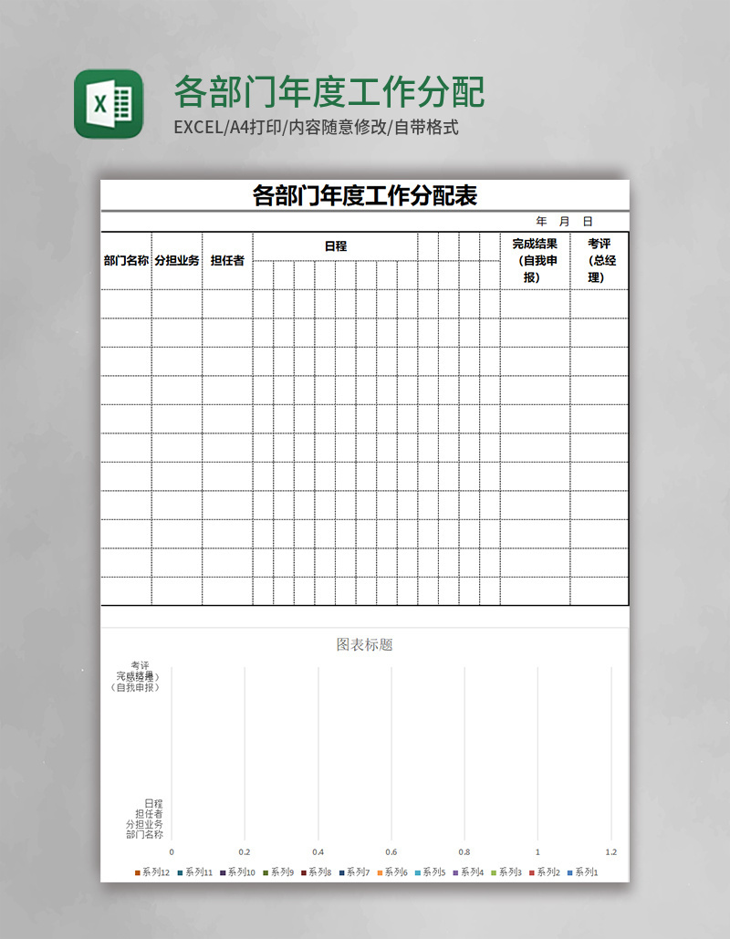 各部门年度工作分配表excel模板