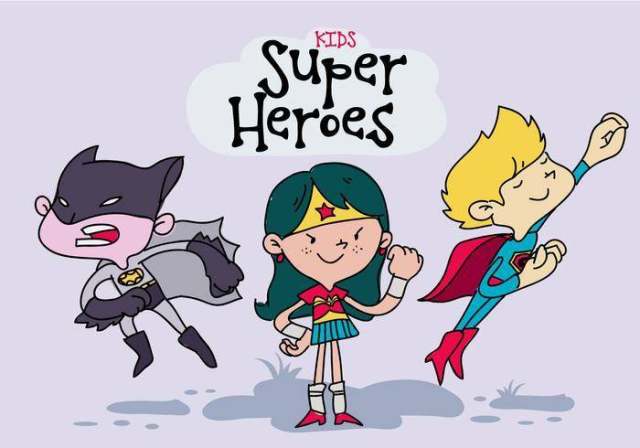 孩子们服装超级英雄矢量图