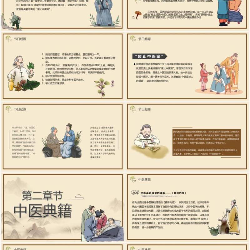 中国风中国国医节宣传介绍PPT模板