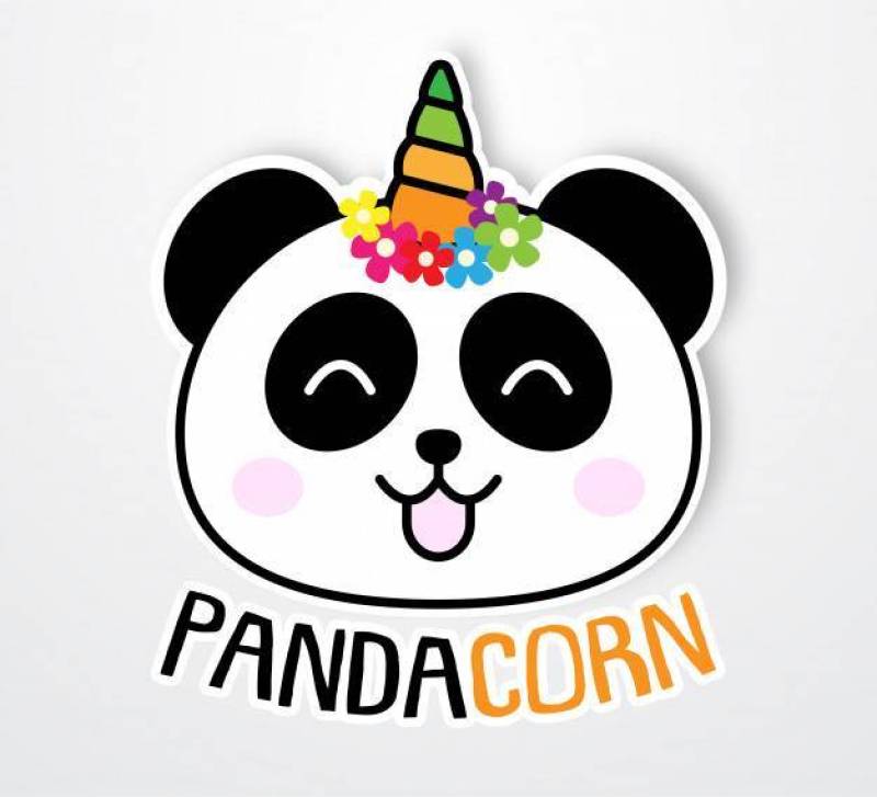 逗人喜爱和滑稽的pandacorn贴纸模板