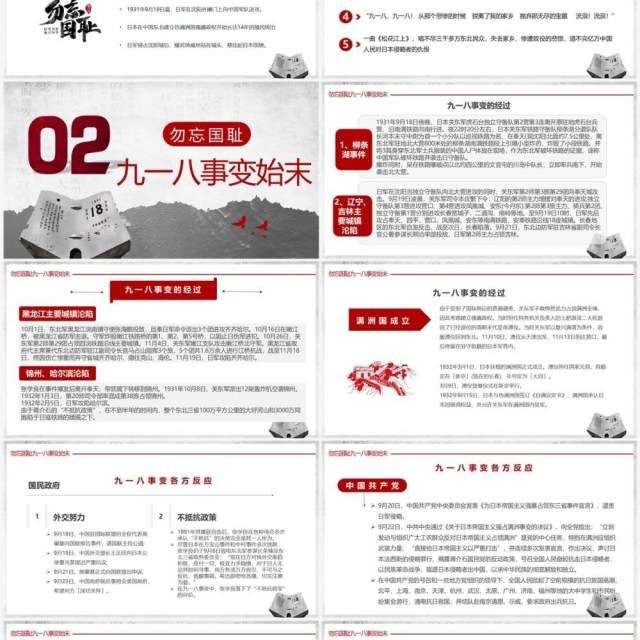 红灰简约党政党建党课九一八事变动态PPT模板 红灰简约党政党建党课九一八事变动态PPT模板