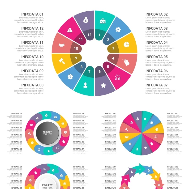 12步骤循环图信息图PPT模板素材12 Steps Cycle