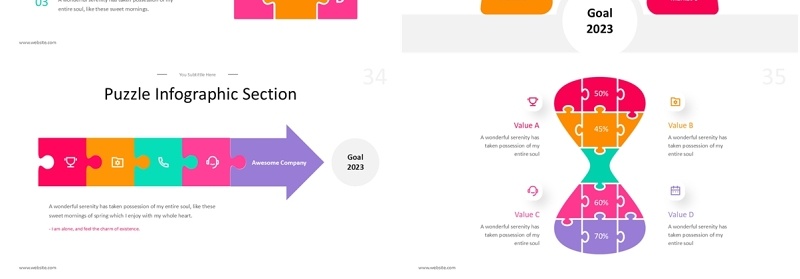 拼图信息图表PPT素材可插图Puzzle Infographic - Light Version (No Image)