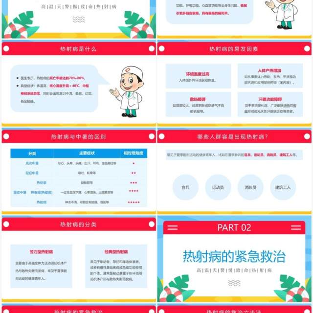 蓝粉色卡通风热射病科普宣传PPT模板 蓝粉色卡通风热射病科普宣传PPT模板