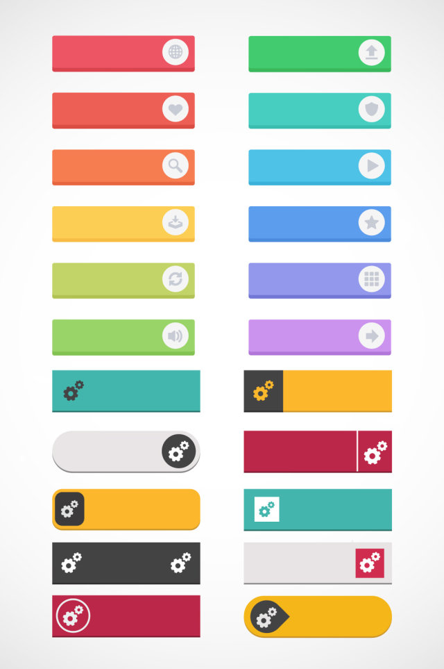 彩色网页按钮时尚图标素材