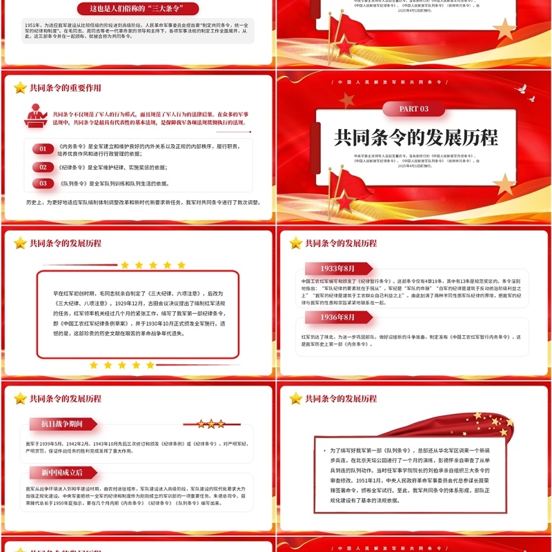 红色党政风中国人民解放军新共同条令PPT模板