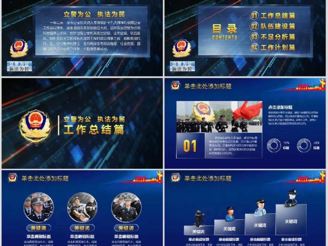 2018公安警察交警炫酷警务工作总结年终汇报PPT