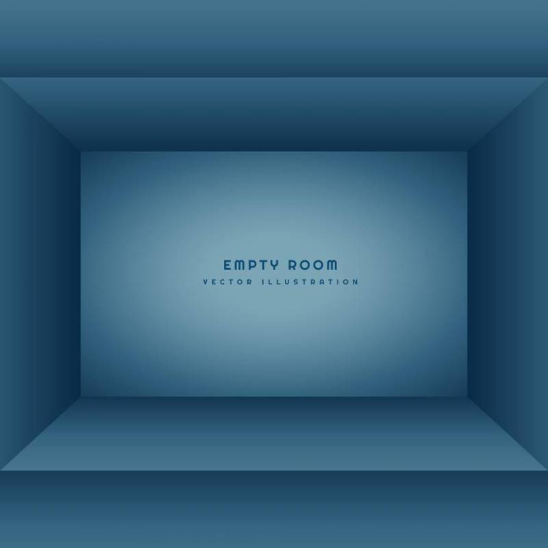 清洁蓝色的空房间