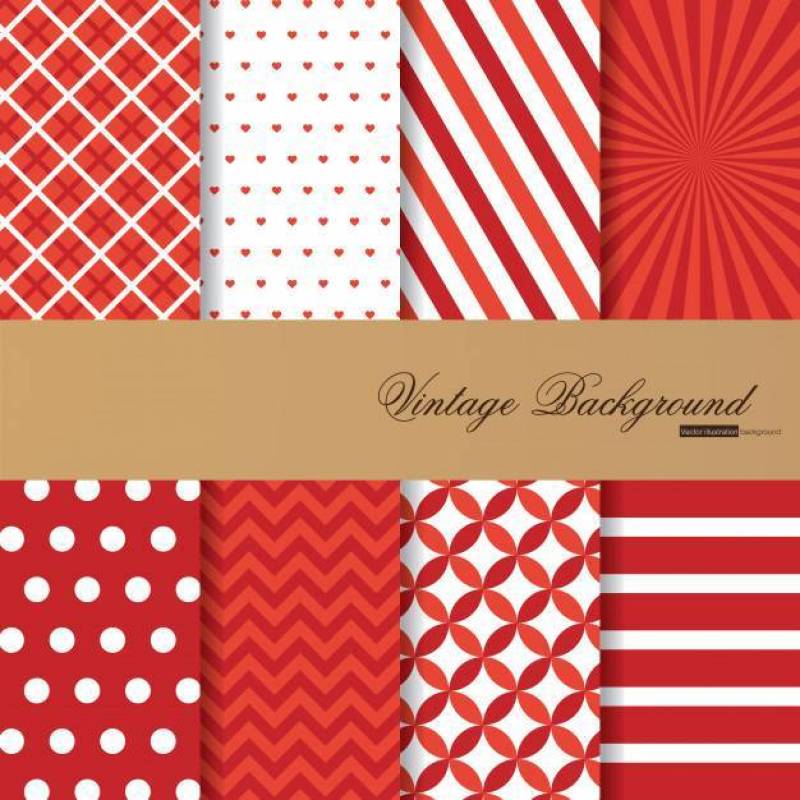 8复古风格的红色背景的集合