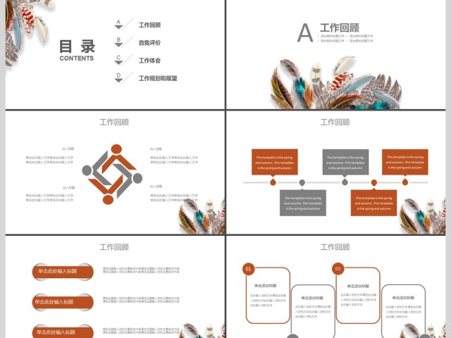 2017羽毛简洁工作总结商务通用ppt