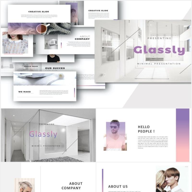 透明简约作品展示PPT模板Glassy Powerpoint Template