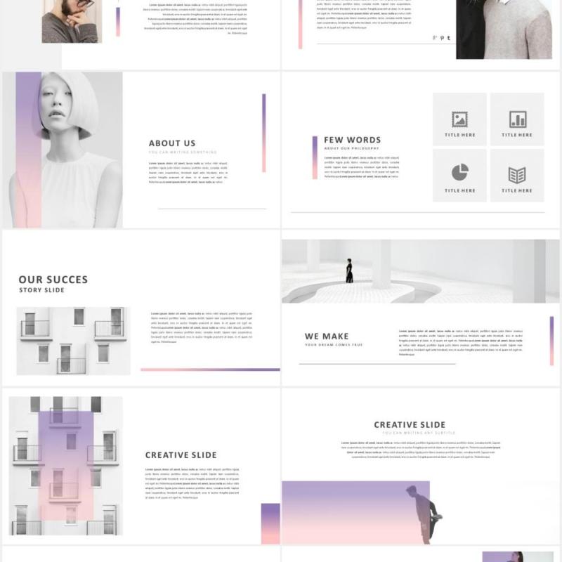 透明简约作品展示PPT模板Glassy Powerpoint Template