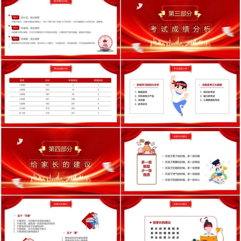 红色简约大气百日冲刺决战高考PPT模板