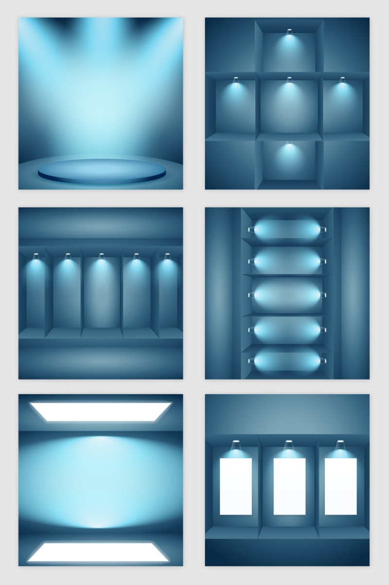 浅蓝的空房子灯光模型矢量素材