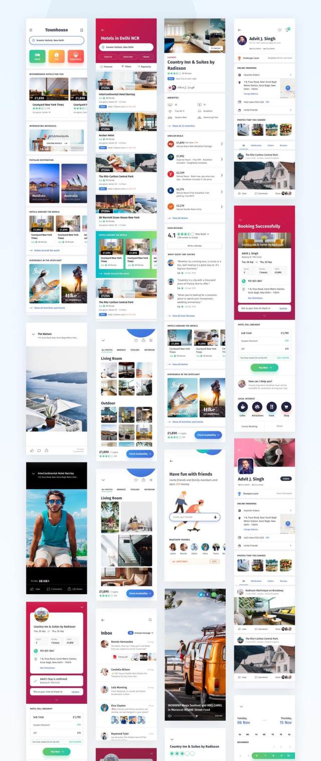 为Sketch。,Townhouse Mobile App UI Kit设计的高品质酒店预订应用UI套件 为Sketch。,Townhouse Mobile App UI Kit设计的高品质酒店预订应用UI套件