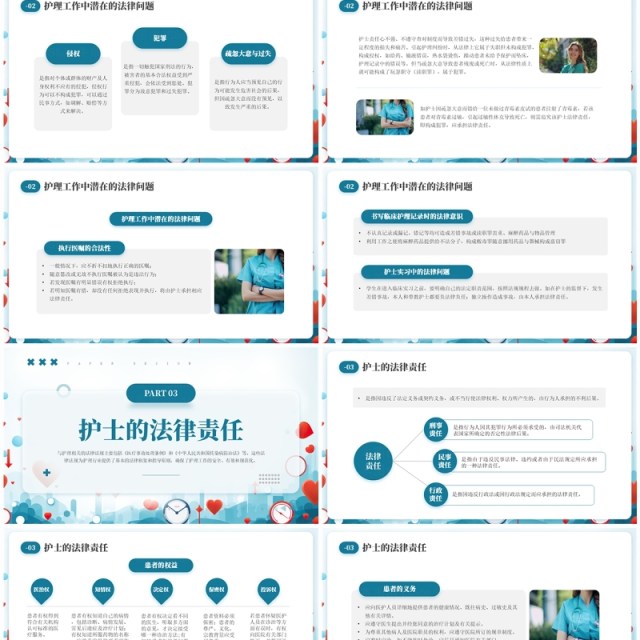 蓝色简约风护理工作中的法律法规PPT模板