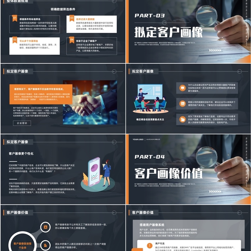 蓝色商务风客户画像培训PPT通用模板