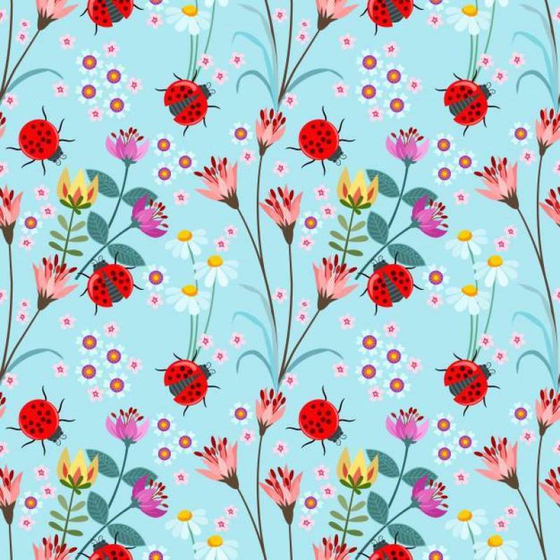 与花纹花样向量例证的无缝的夫人臭虫