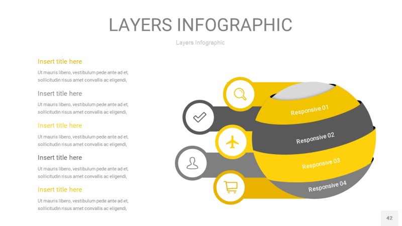 灰黄色3D分层PPT信息图42