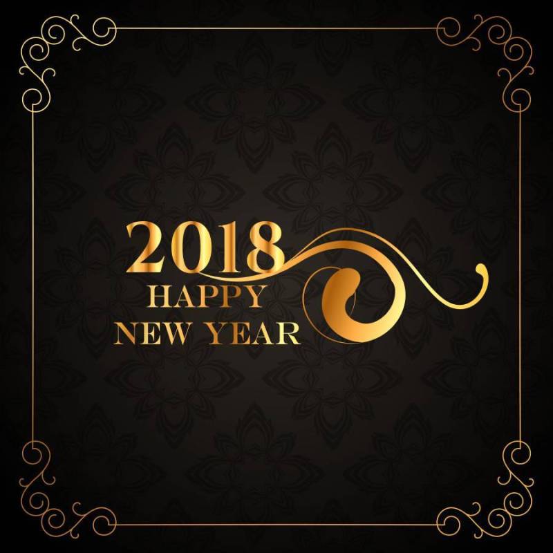 豪华风格2018年新年快乐金色背景设计