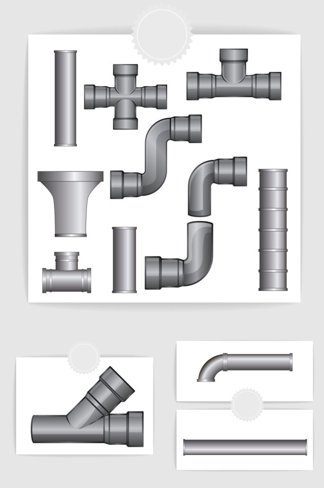 矢量深色金属水管管道