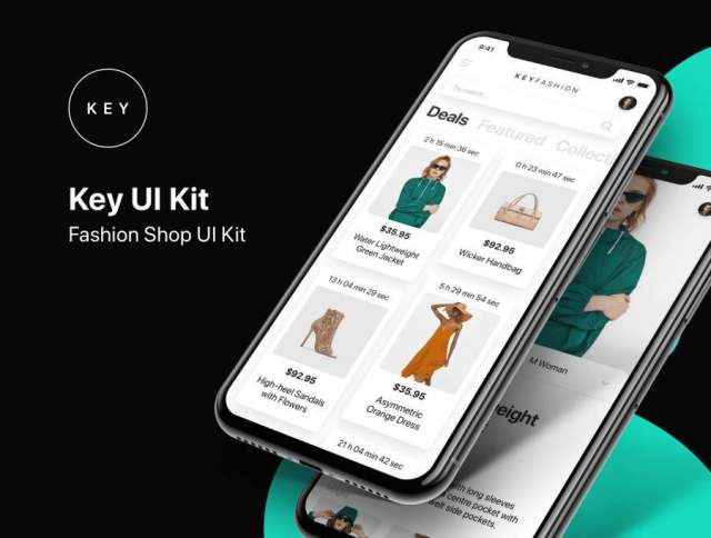 受最新时尚和iOS设计趋势的启发，Key Fashion Shop是必备UI工具包，KEY Fashion UI Kit