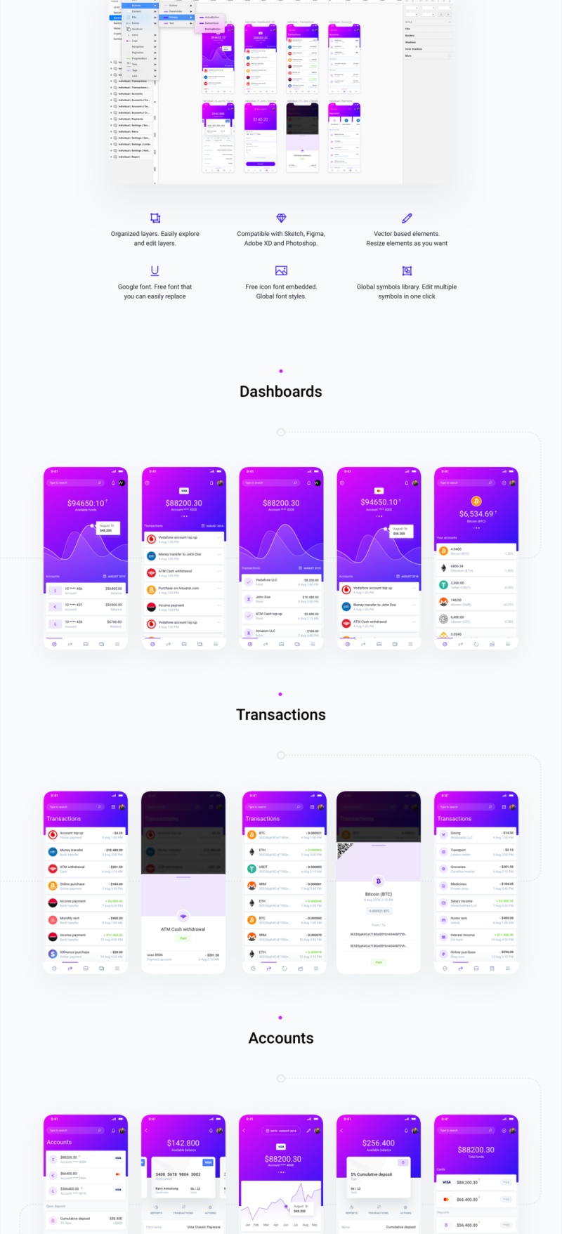 适用于加密和银行应用程序的移动应用程序模板。，IOWallet Mobile UI Kit