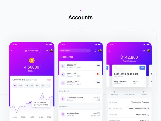 适用于加密和银行应用程序的移动应用程序模板。，IOWallet Mobile UI Kit