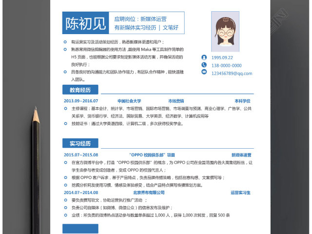 原创新媒体运营个人简历Word模板-版权可商用 原创新媒体运营个人简历Word模板-版权可商用