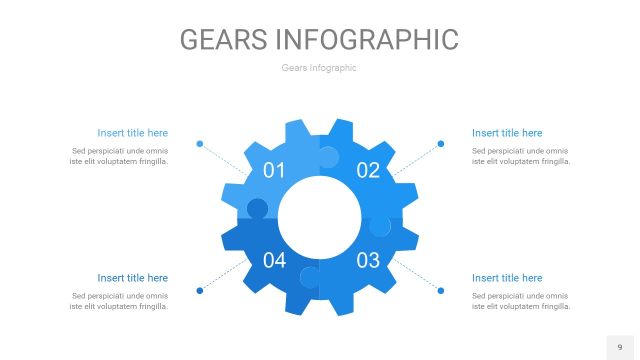 天蓝色齿轮PPT信息图9