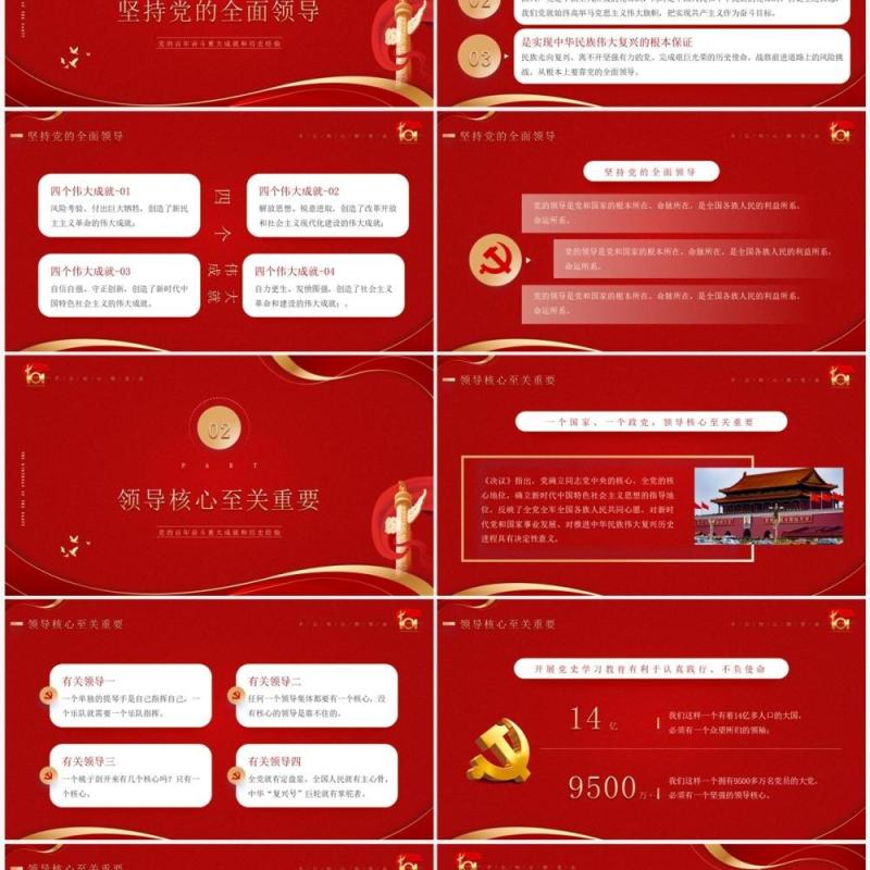 红色简约风七一党的生日介绍PPT模板