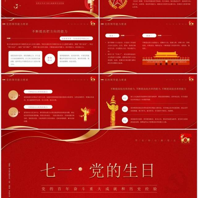 红色简约风七一党的生日介绍PPT模板 红色简约风七一党的生日介绍PPT模板