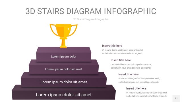 渐变深紫色3D阶梯PPT图表11