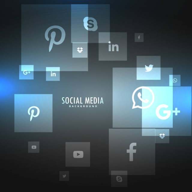 社交网络图标在灰色的背景上
