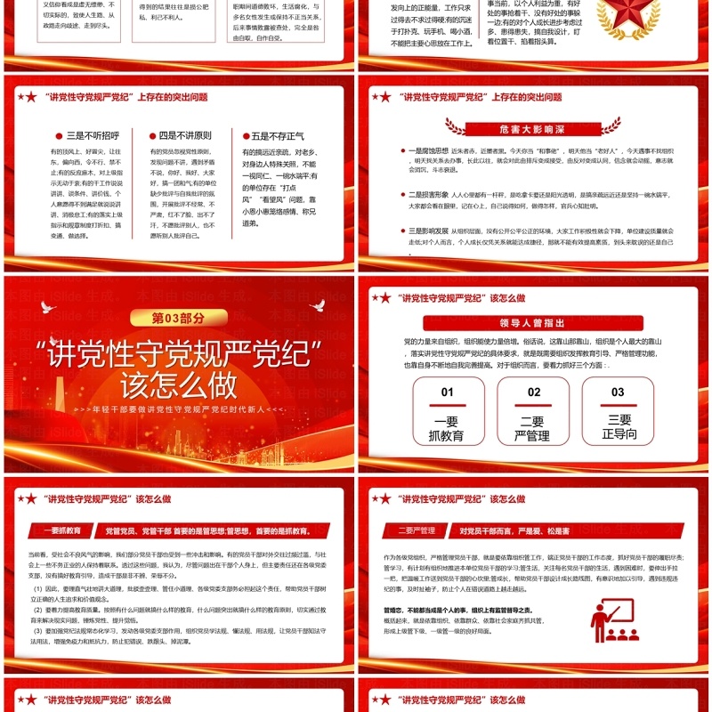 红金党政风讲党性守党规严党纪PPT模板